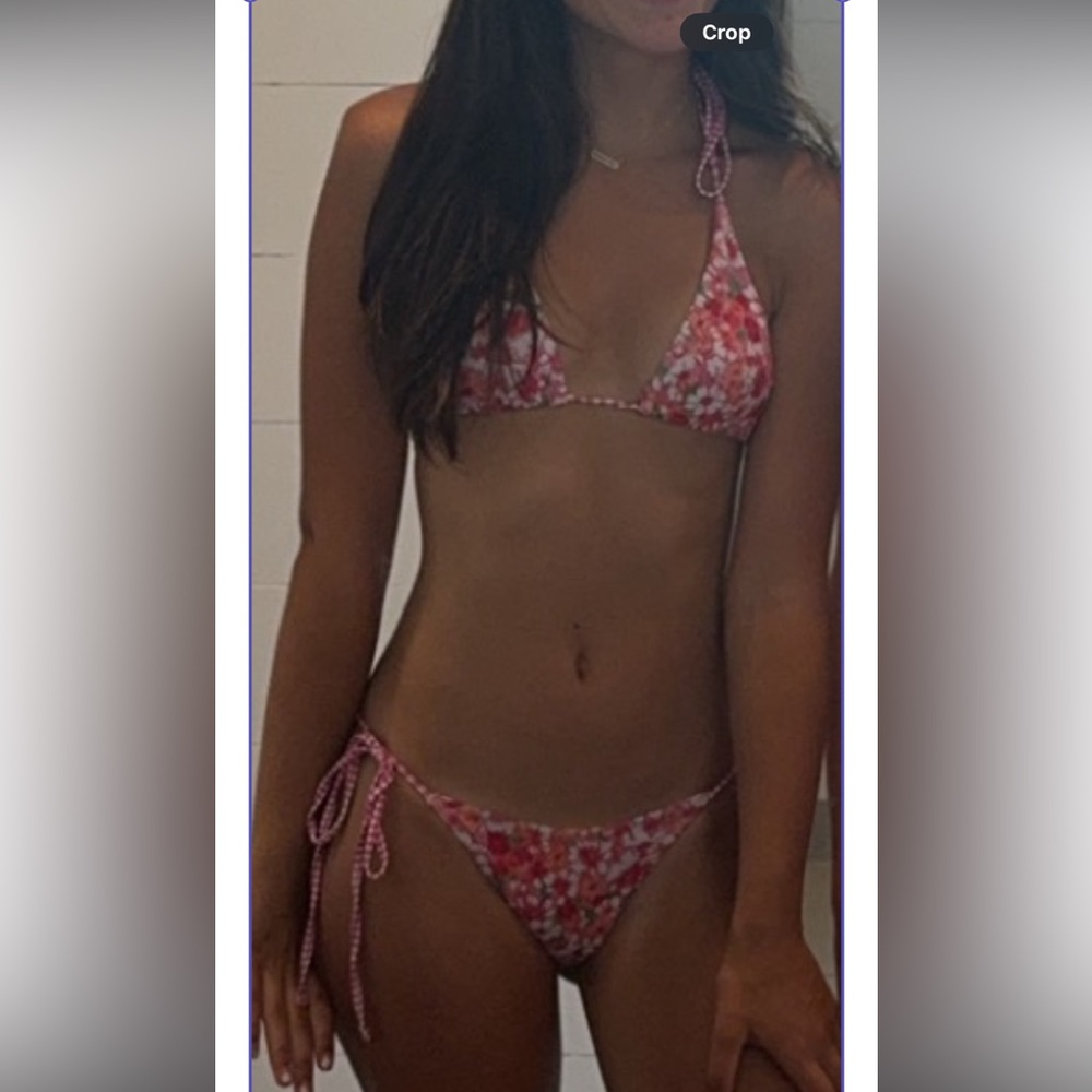 SHEIN Pink and White Floral Bikini Set